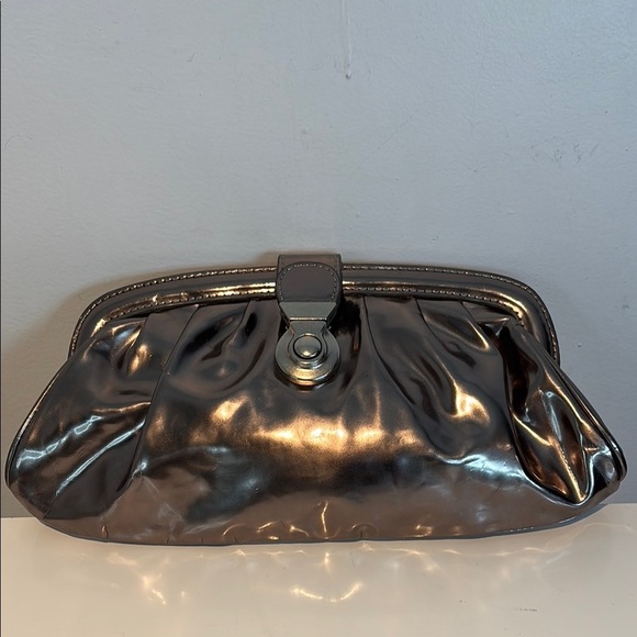 French Connection Handbags - French Connection Metallic vinyl gray/Silver Clutch Bag